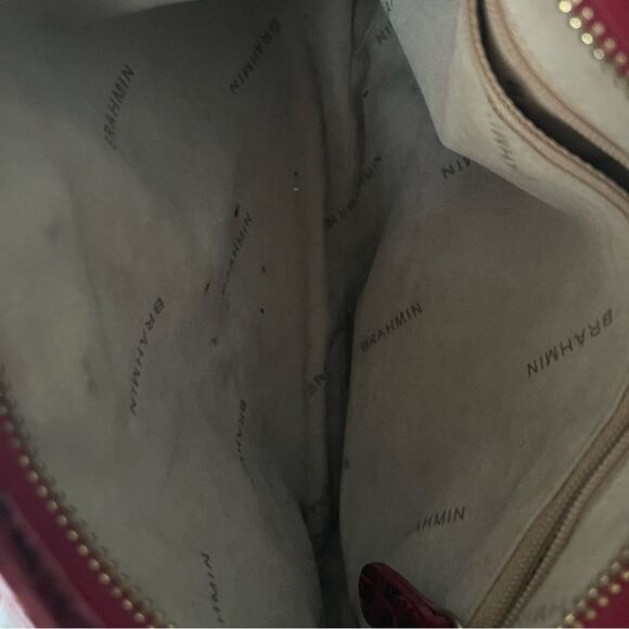 Brahmin Anytime Mini Handbag Dark Red Crocodile-Embossed Leather Vintage Bag - Picture 6 of 6